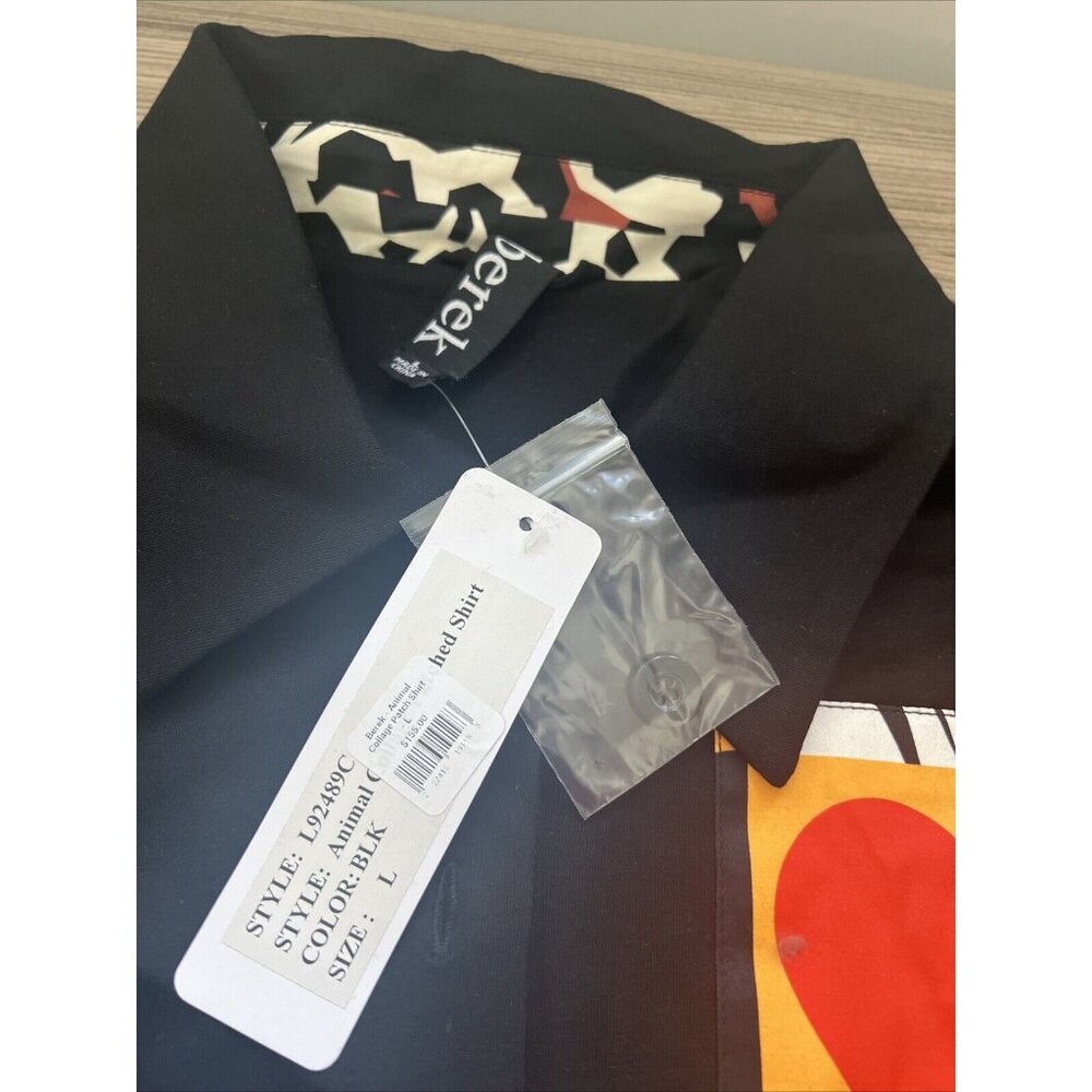 Berek Animal Collage Patched Women Button Shirt Retail Price $155 Black - Picture 6 of 8